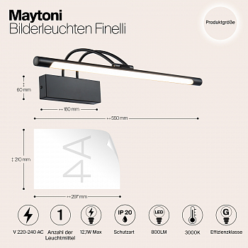 Интерьерная подсветка подсветка картины Maytoni MIR004WL-L12B